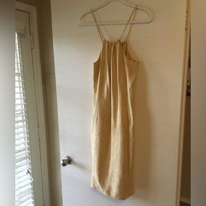 NWT Tommy Bahama South Seas Silk Side Zip Sleeveless Sheath Yellow Dress Size 14